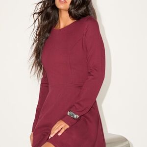 Lulus Forever Chic Burgundy Long Sleeve Dress Red - Size XL